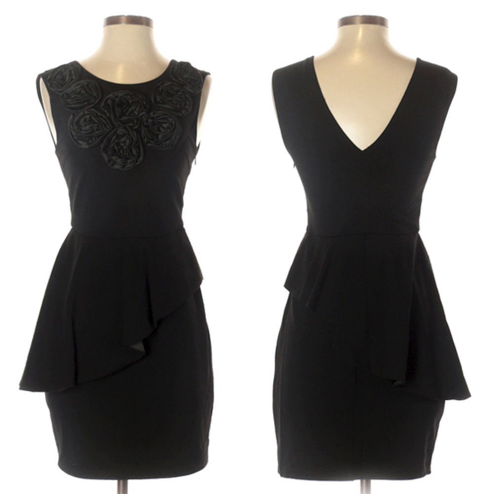 MM Couture By Miss Me Black Cocktail Peplum Dress